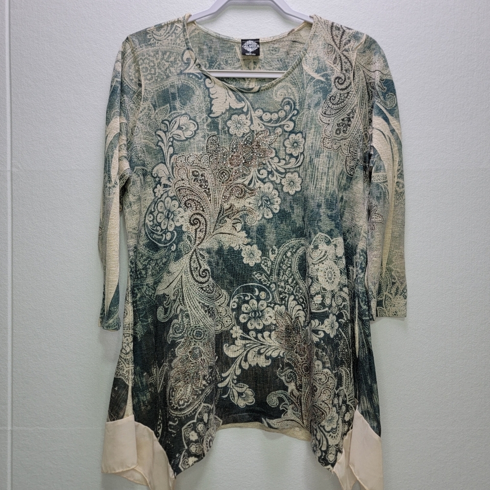 Cal‎ Style Paisley Tunic Top Women’s Large Made in USA